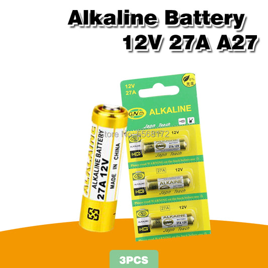 3PC LR27A 12V Alkaline Battery G27A MN27 MS27 GP27A A27 L828 V27GA ALK27A A27BP K27A VR27 R27A